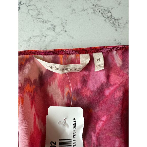 NWT Soft Surroundings Betania Vest Open Front Red Pink Size Petite Small - Picture 7 of 7